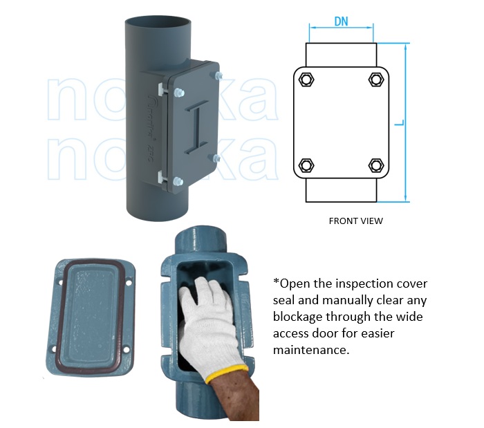 ZPC - Epoxy & Zinc Coated Cast Iron Hubless Short Pipe With Access Door